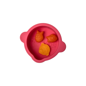 Liten söt Monkids skål i silikon mini rosa