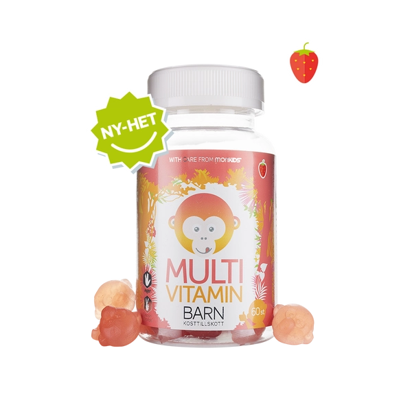 Monkids™ Multivitamin för barn med god smak av jordgubb