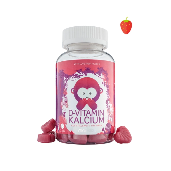 Monkids™ D-vitamin + Kalsium jordbær