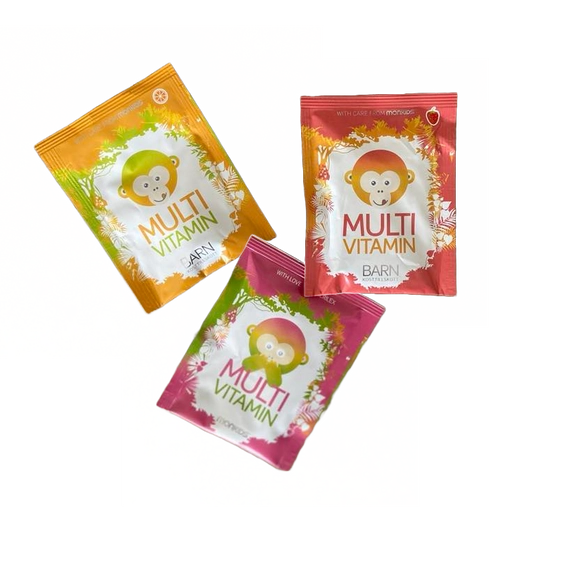Smakprovspåsar på Monkids multivitaminer för barn