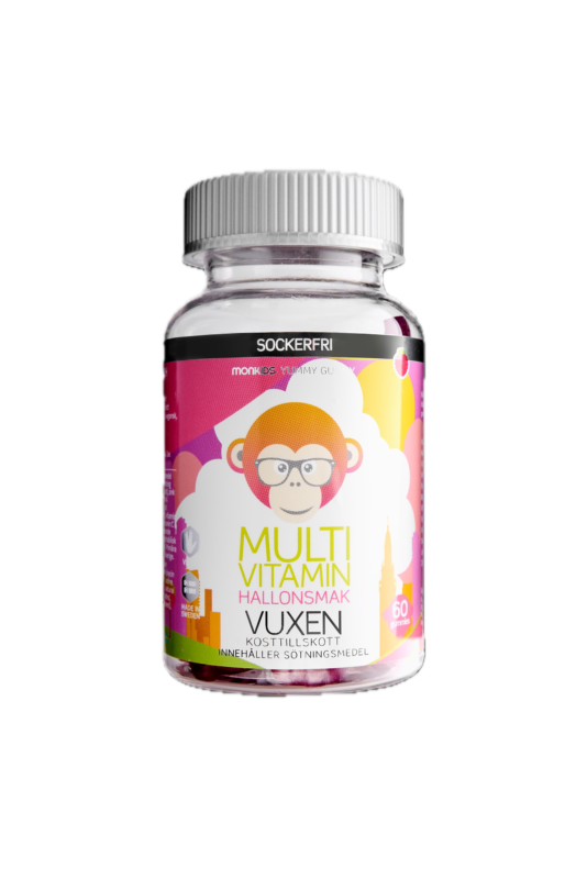 Multivitamin Monkids Vuxen Hallon sockerfri