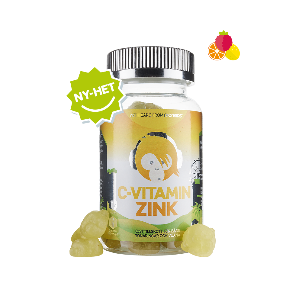 Monkids™ C-vitamin + Zink Tonår fruktsmak smak vitaminer