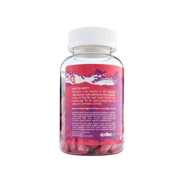 Monkids™ D-vitamin Kalcium jordgubb barn vitaminer ingredienser