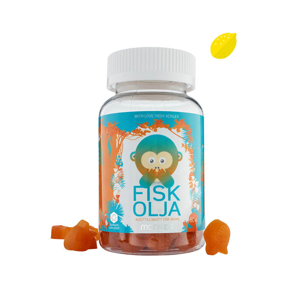 Monkids™ Fiskolja Citron smak (Omega–3) barn vitaminer
